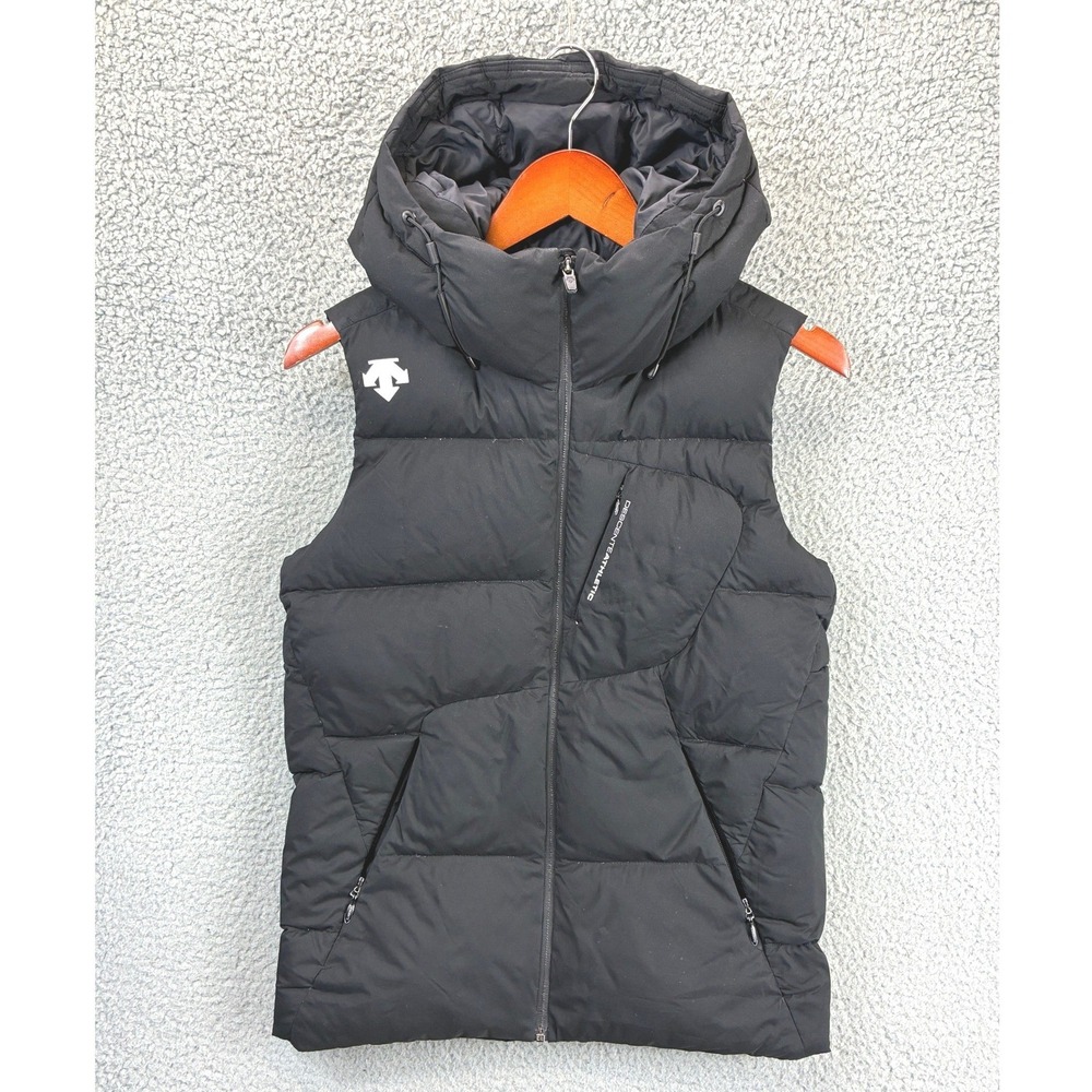 Descente Down Puffer Vest Mens 3XS Boys XL Black Hooded Quilted Winter Gorpcore